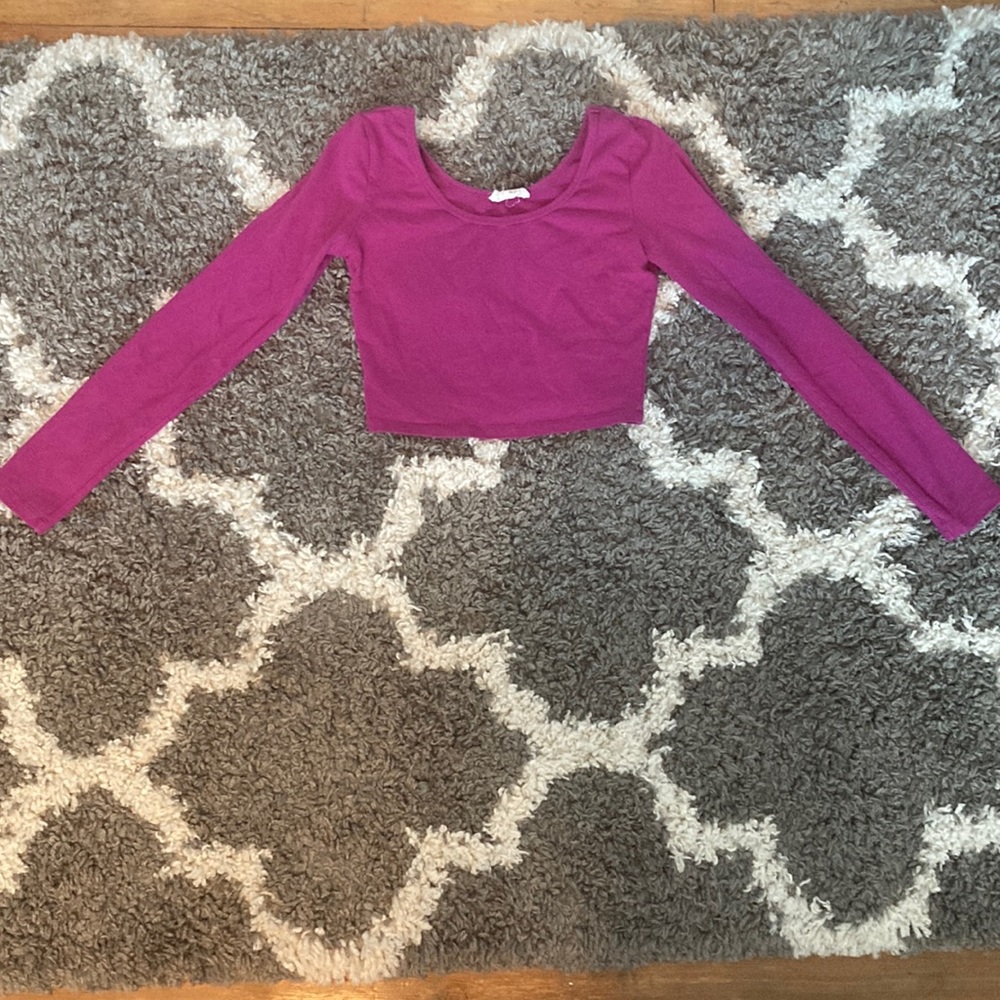 Fuchsia, Long Sleeve, Crop Top.